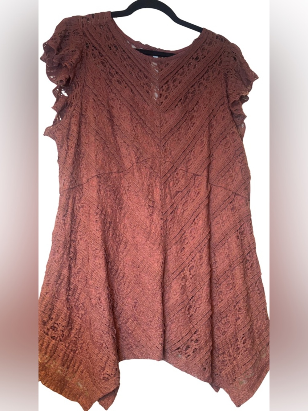 Torrid Lace Flutter Sleeve Tunic in Mauve Brown